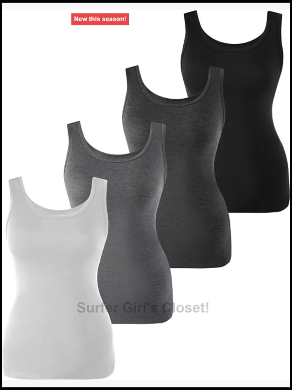 Women's Camisole Tank Top 4-Pack Soft Bamboo Viscose Stretch Sleeveless